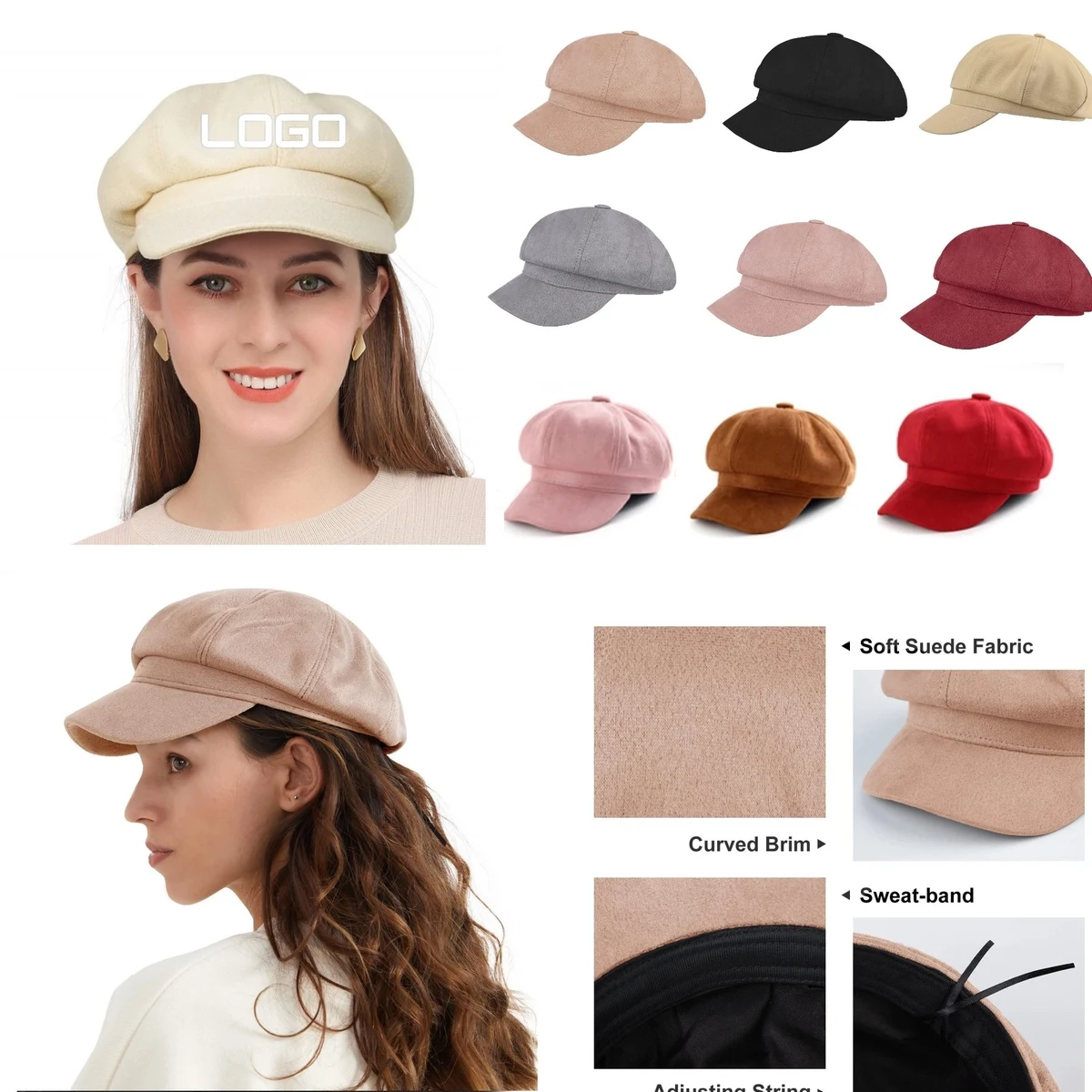 Ladies Octagonal Berets Hat 1