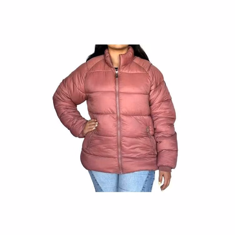 Women's Solid Puffer Jackets Pink 1XL-3XL