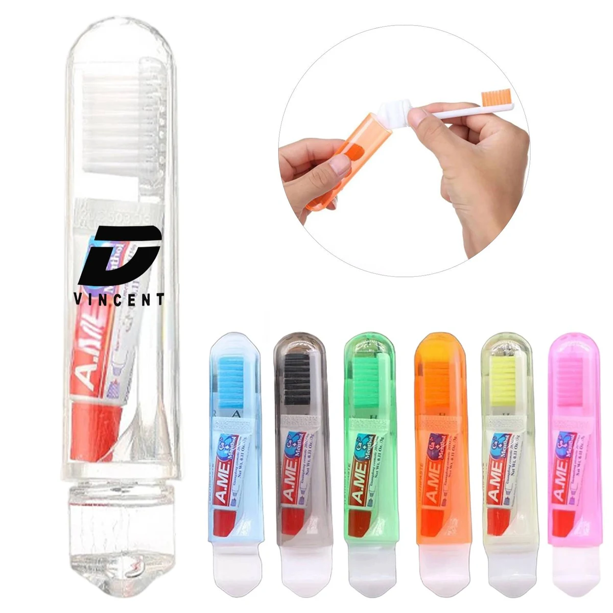 Travel Folding Toothbrush with Toothpaste 1