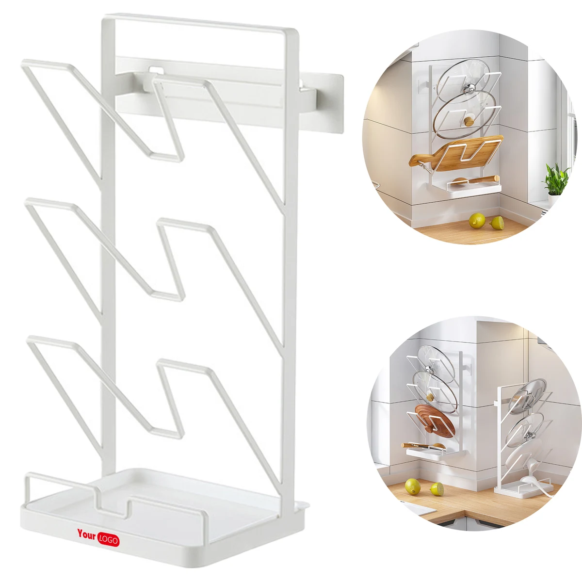 Iron Wall-Mounted Lid Storage Rack 1