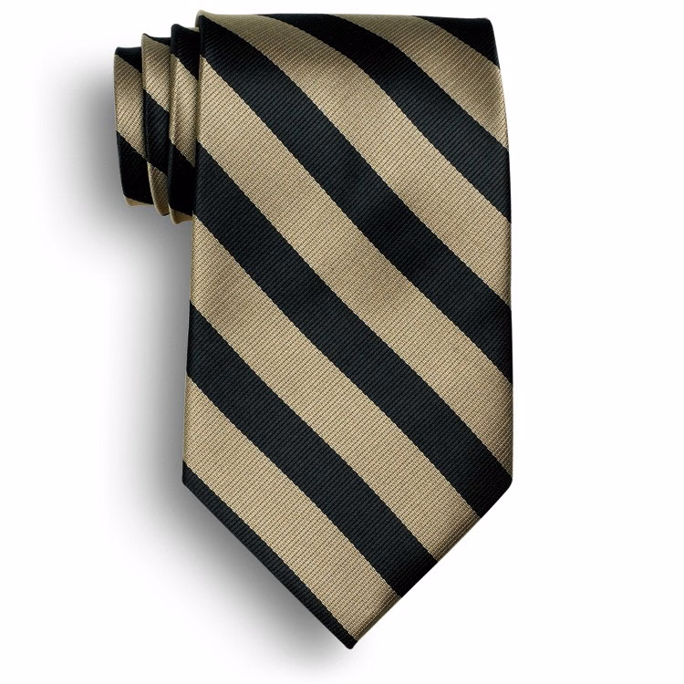 School Stripes Tie - Black/Khaki Beige