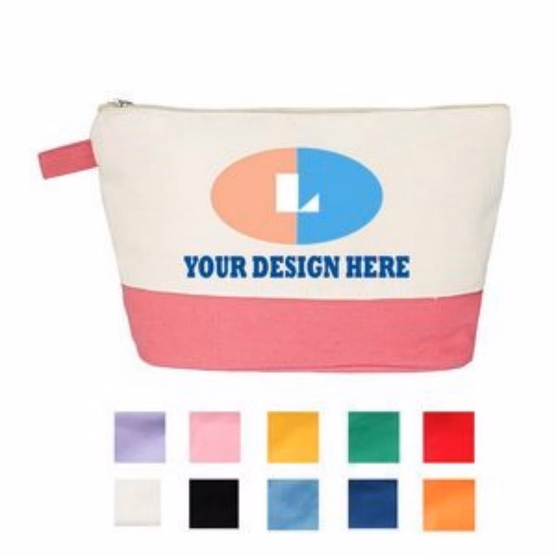 Two-Tone Canvas Cosmetic Make Up Pouch