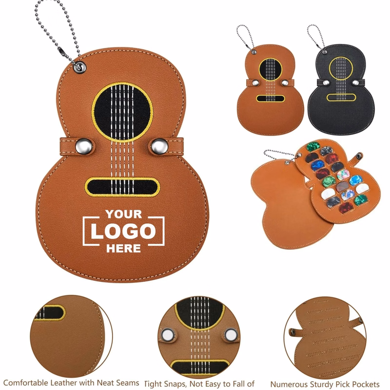 Large Capacity Leather Embroidered Guitar Pick Bag