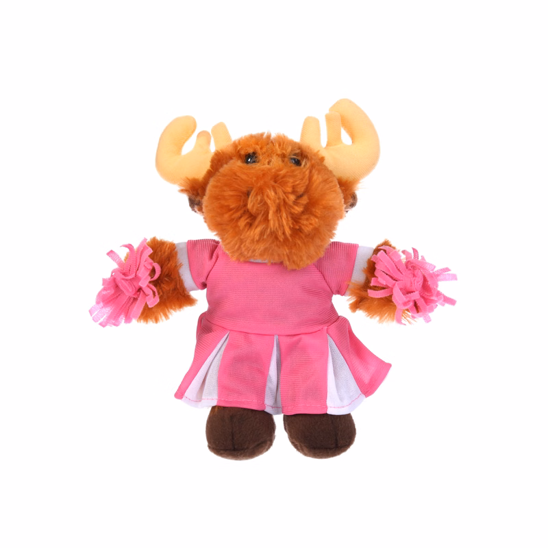 Soft Plush Stuffed Moose with Cheerleader Outfit