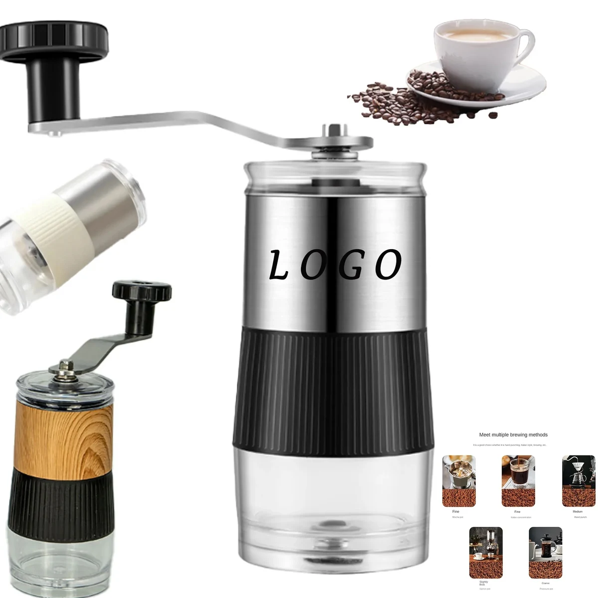 Stainless Steel Mini Manual Coffee Grinder Adjustable Set 1