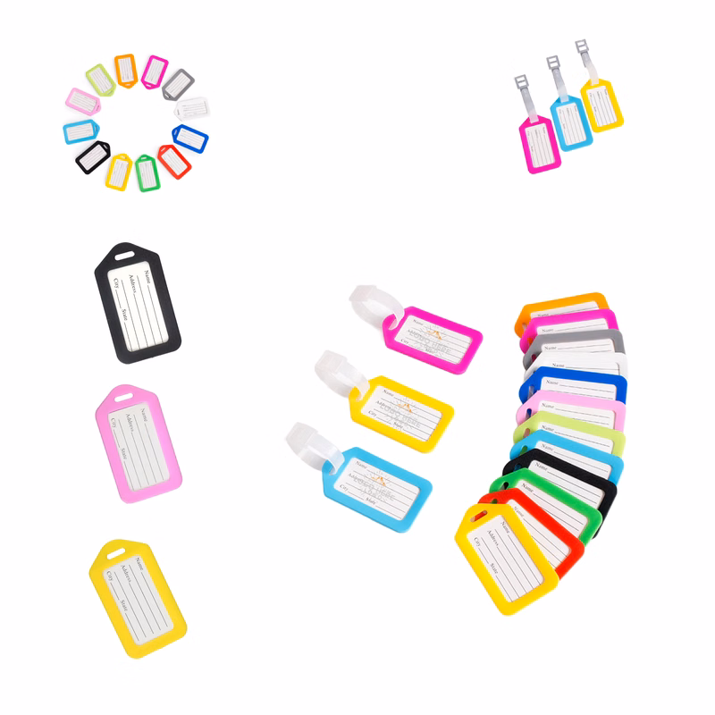 MOQ 100 Durable Plastic Luggage Tag with Secure Strap