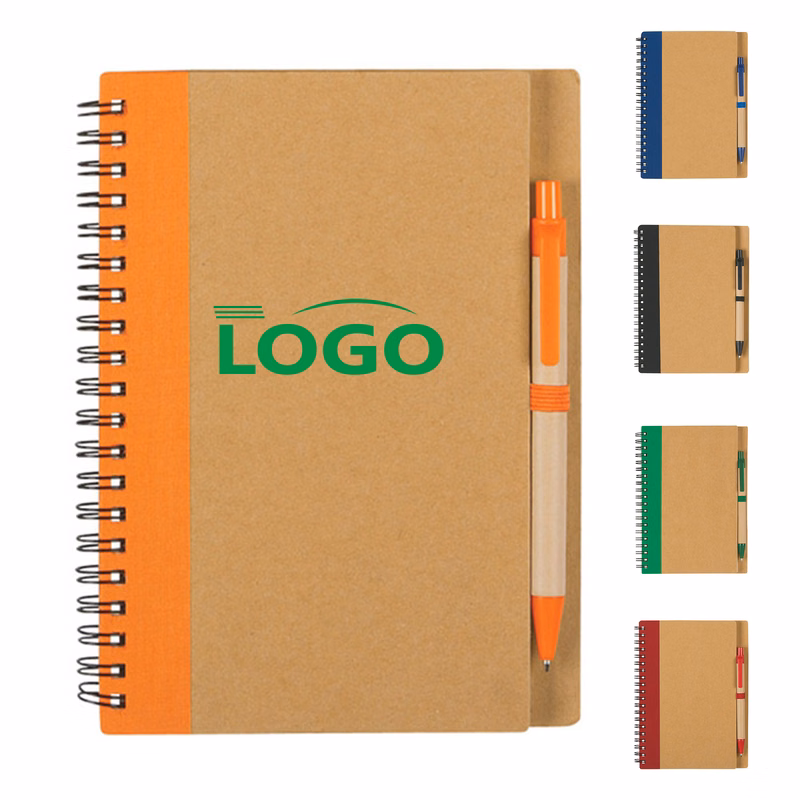 Eco-Conscious Spiral Notebook and Pen, 7x5 Size