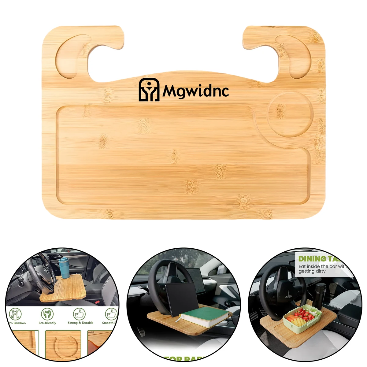 Bamboo Car Steering Wheel Laptop Stand Tray Table Desk Organizer Holder for Notebook Computer 1