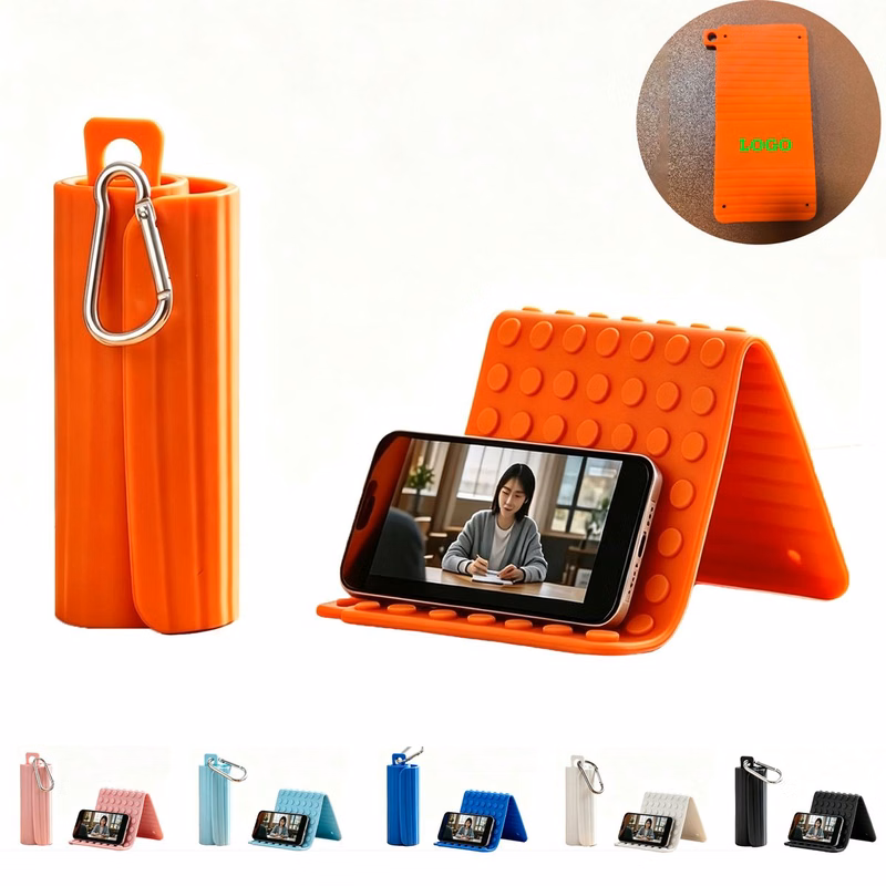 Flexible Silicone Phone Stand with Carabiner