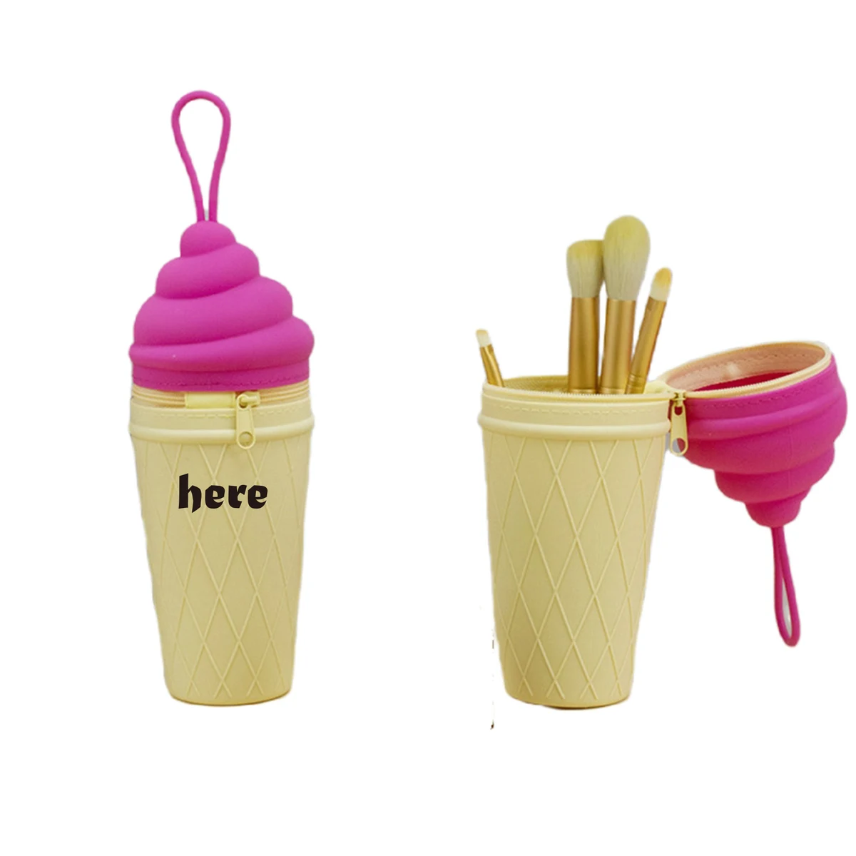 Novelty Cute Ice Cream Pencil Case Silicone Pouch 1