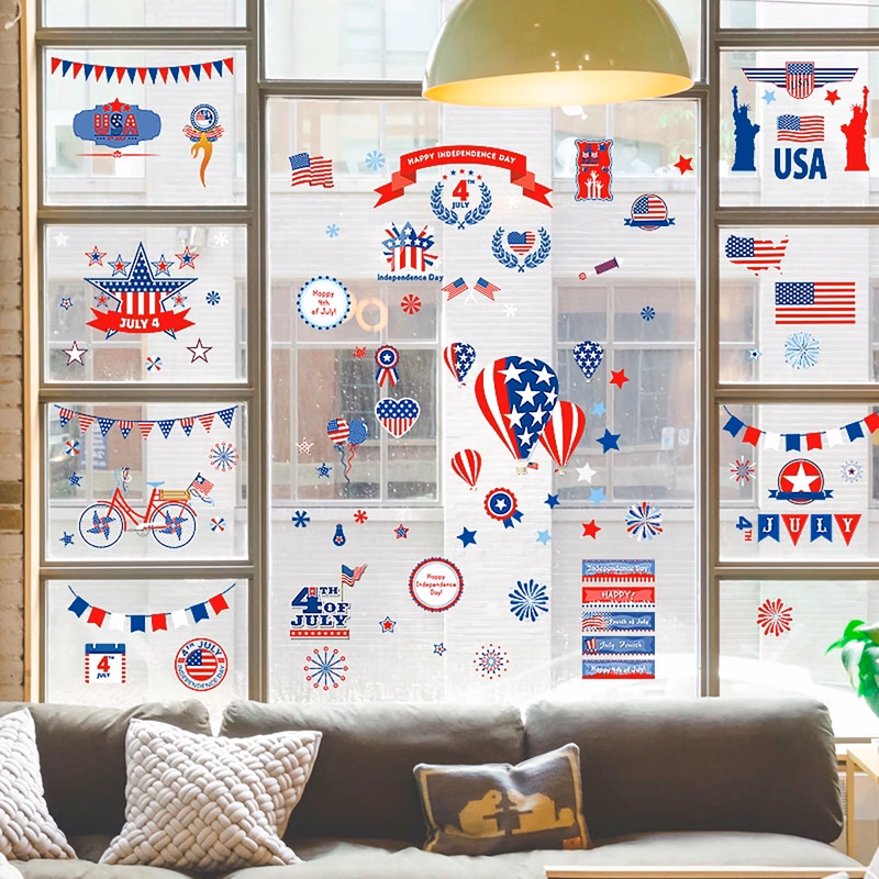4th of July Window Clings Stickers - for Independence Day