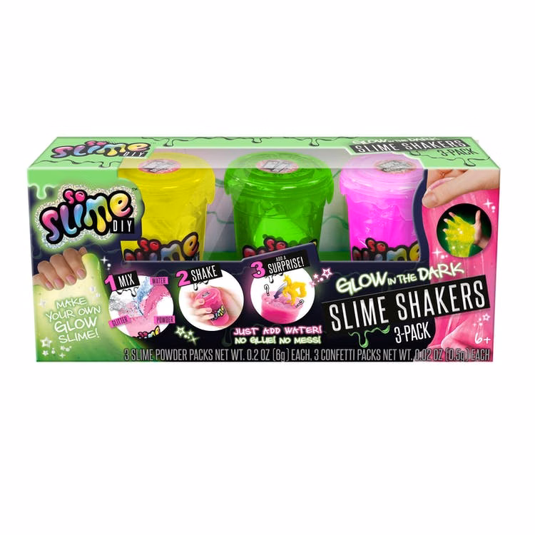 Glow-in-the-Dark Slime Shaker Kits - 3 Pack Assorted