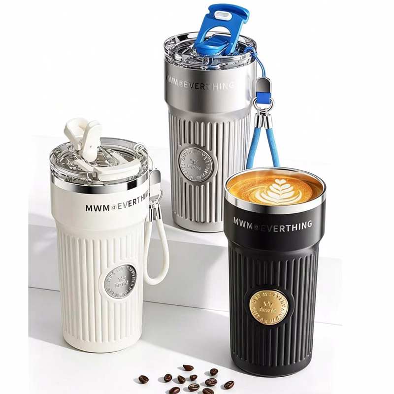 20oz Stainless SteelInsulated Tumbler&Mug With Dual Lid And Carry StrapFor Travel & Office