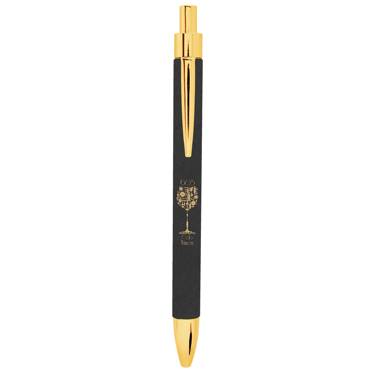Black/Gold Leatherette Pen 1