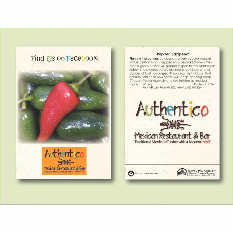Jalapeno Pepper Seed Packet - Size 3.25" x 4.5"
