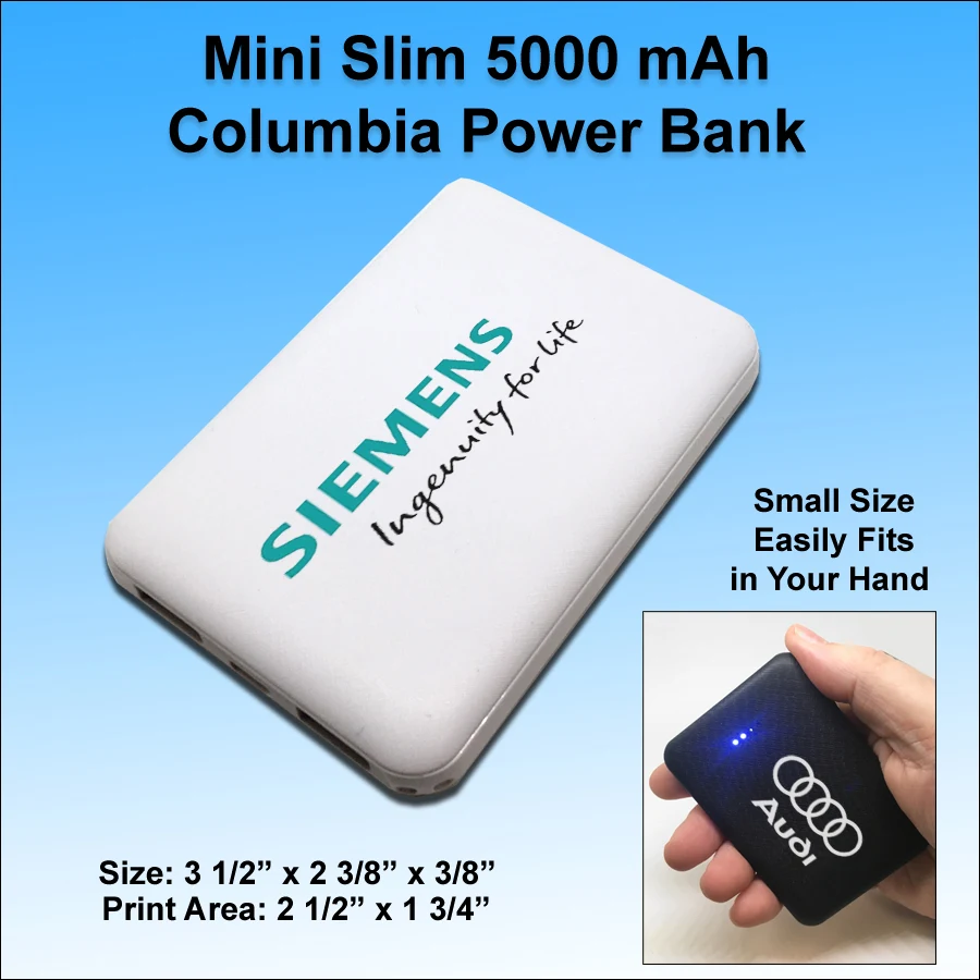 Mini Slim 5000 mAh Dual Ports Columbia Power Bank 1