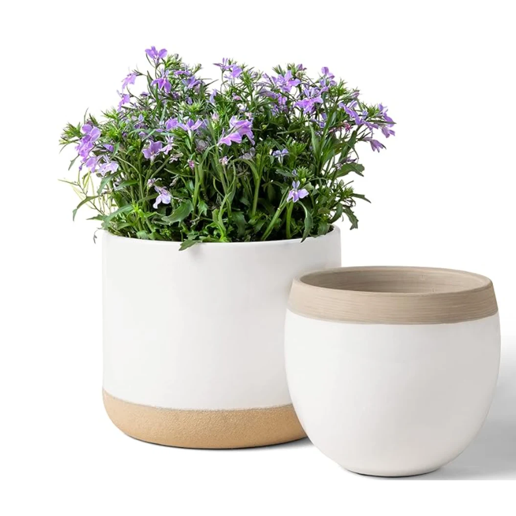 Cylindrical White Planter Pots 1