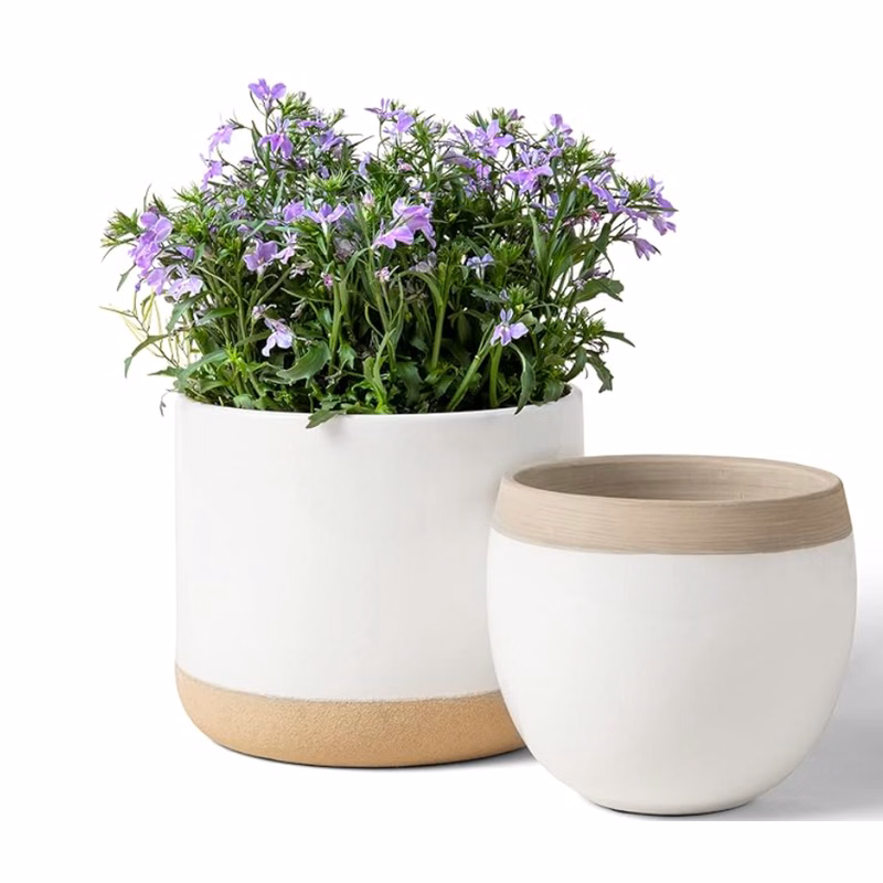 Cylindrical White Planter Pots