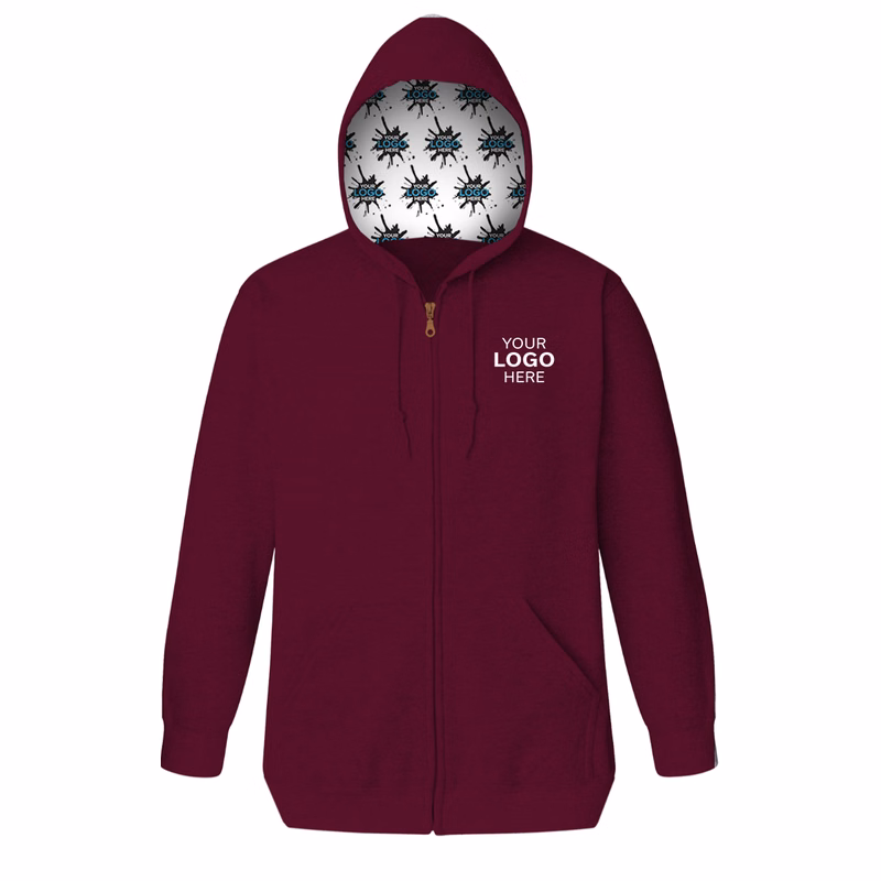 Your Logo Here Adult Fleece Zip Front Hoodie