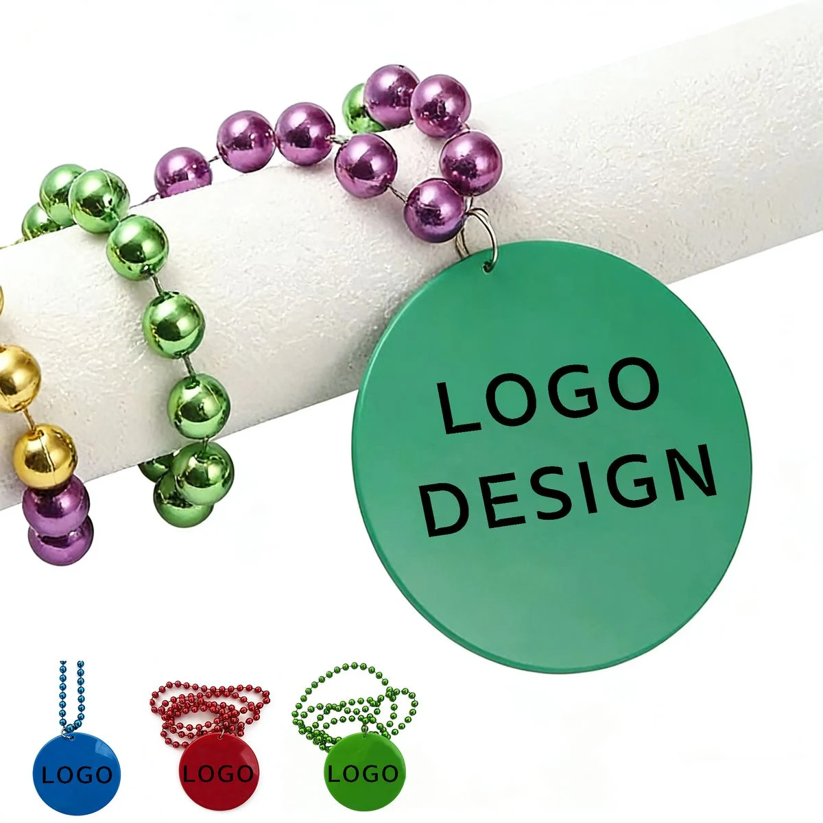 Custom Mardi Gras Beads with Medallions 1