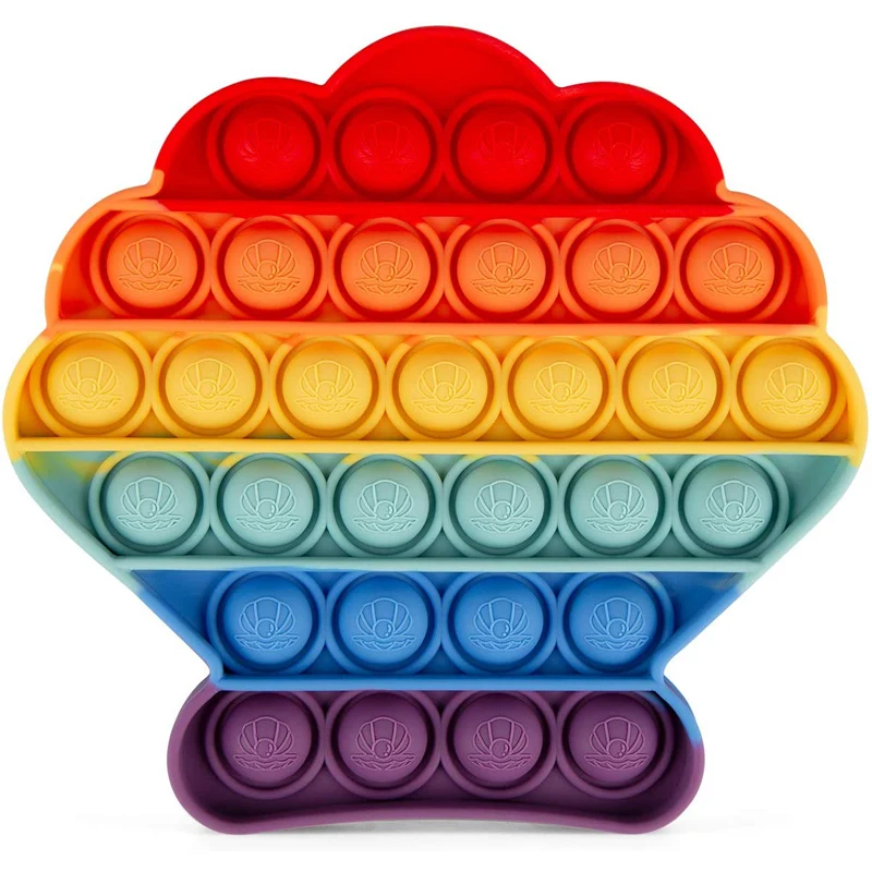 Rainbow Seashell Push Pop Bubble Sensory Fidget Toys 1