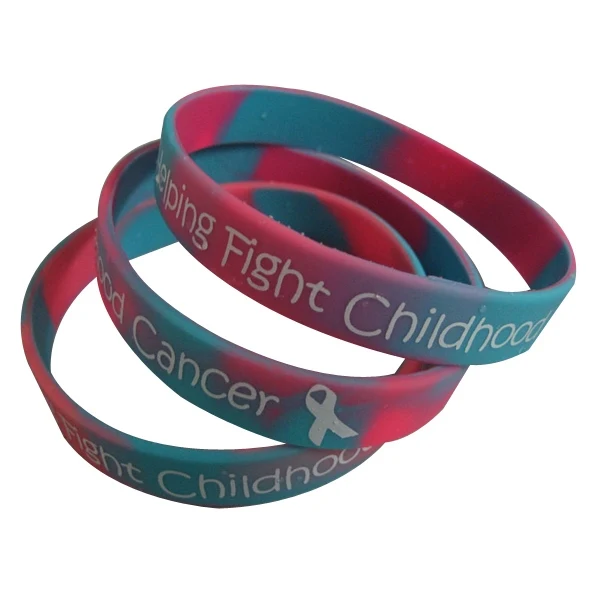 1/2 Inch Swirl Printed Silicone Wristbands 1