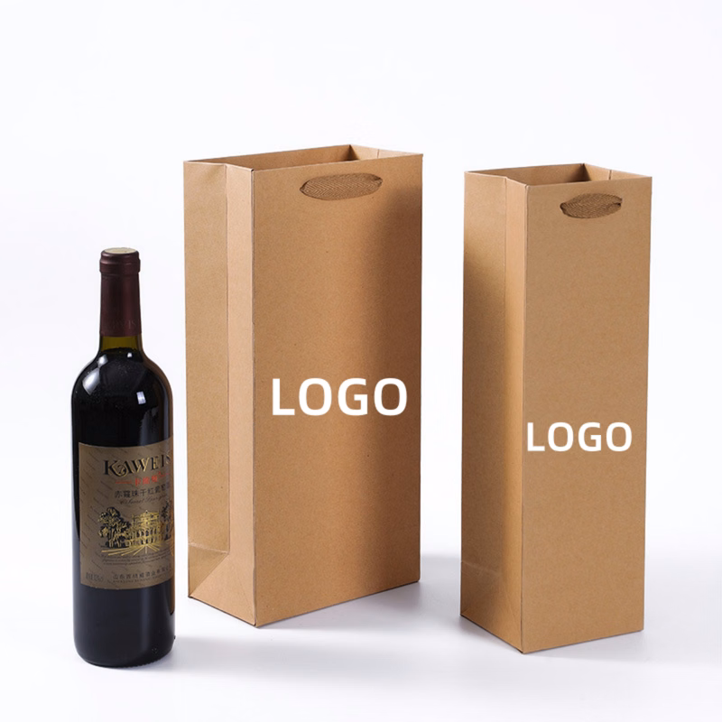 Single Kraft Red Wine Carrier Bag