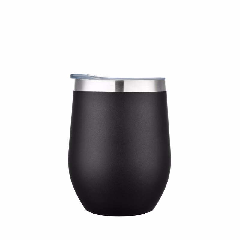 Endura 12 oz Black Double Wall SS Vacuum Wine Cup