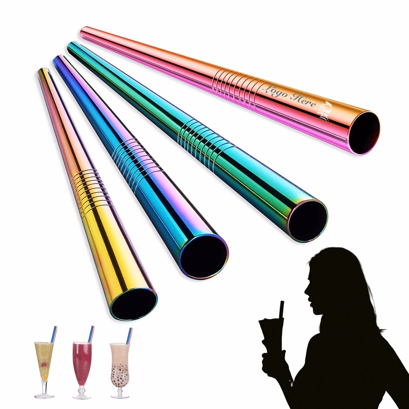 MOQ50 Extra Wide Colored Metal Straw