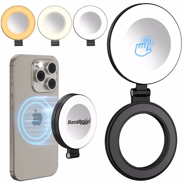Custom Magnetic Touch LED Ring Light for Phones — Selfie & Content Creator Promo Tech