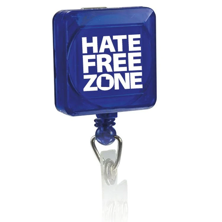 Pad Printed Retractable Badge Holder (Square w/ Slip on Clip) 1
