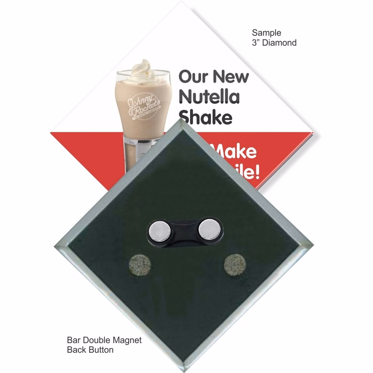 Bar Double Magnet 3 Inch Diamond Button