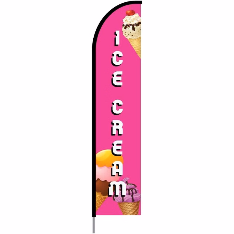 Ice Cream Flag Kit Hardware 15' Feet Feather Flag Sign Outdoor Banner