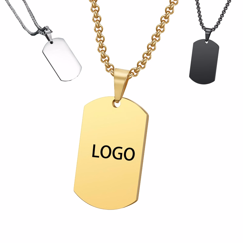 Stainless Steel Military Style Dog Tag Necklace