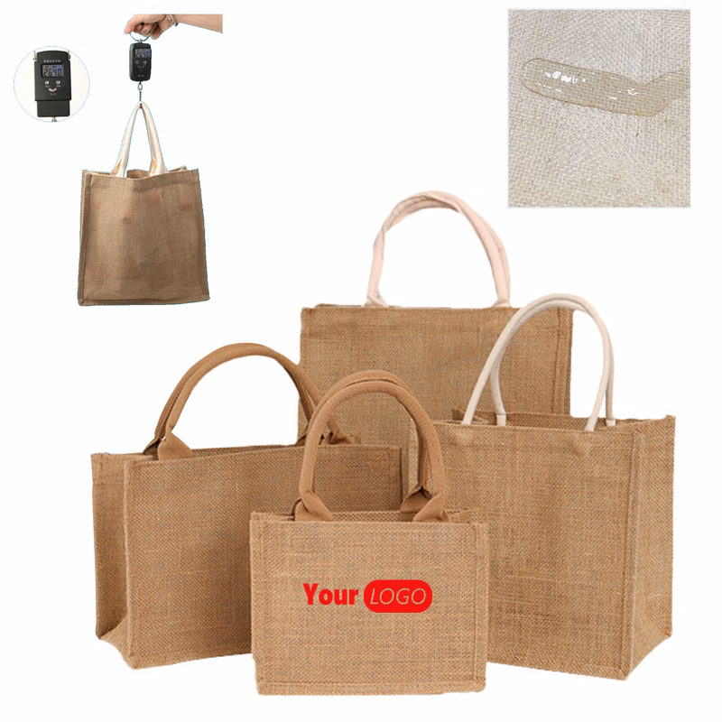 MOQ50 Eco-friendly Jute Handle Bag Customizable Logo