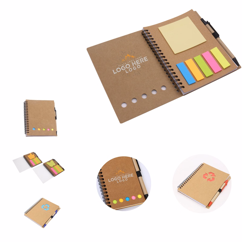 MOQ 100 Eco-Friendly Spiral Notebook with Full Color Cover & Pen