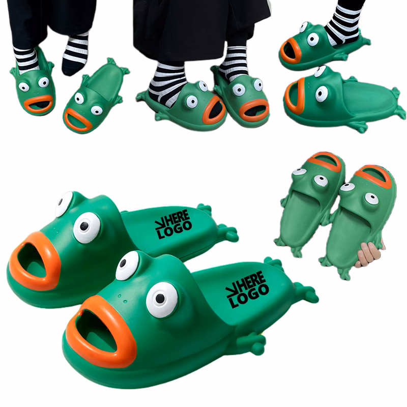 Soft Funny Frog Slippers For Women Indoor Outdoor