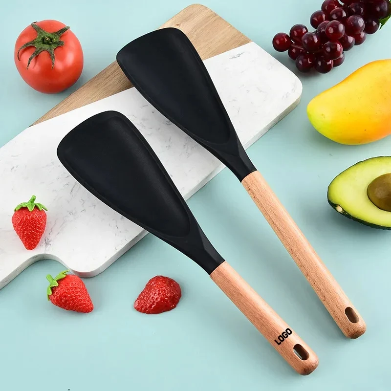 Silicone Cooking Spoon with Wooden Handle 1