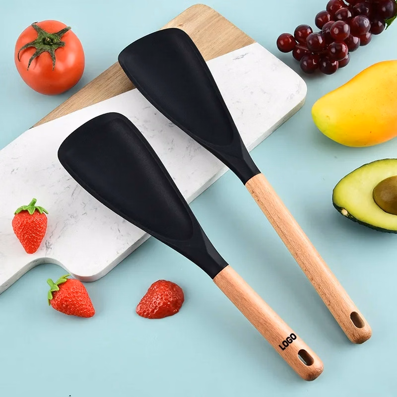 Silicone Cooking Spoon with Wooden Handle