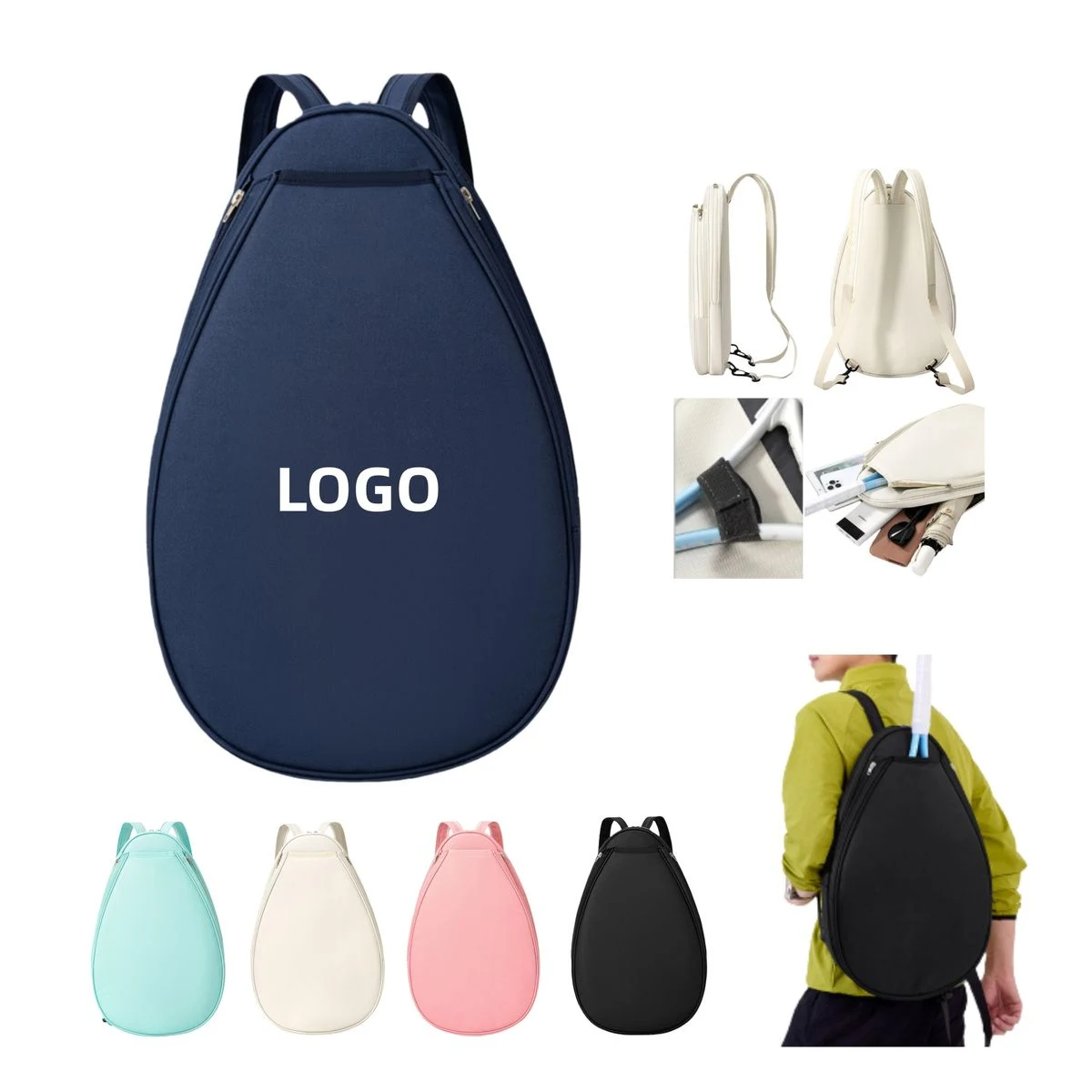 Large Tennis Bag With Zipper Pockets 1