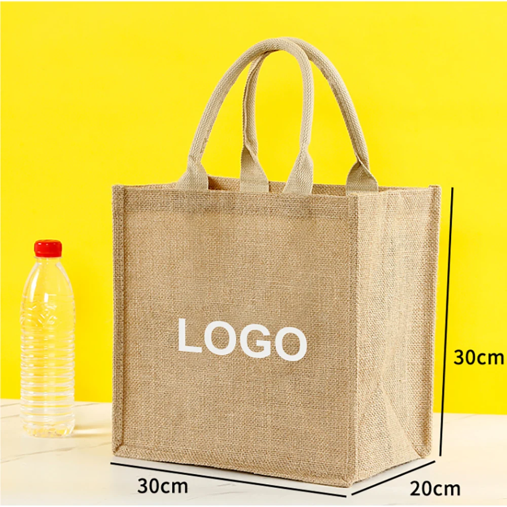 Reusable Jute Tote Bag 11.8" x 11.8" x 7.8" 1