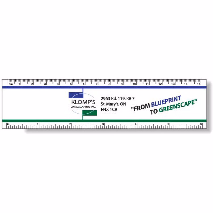 .020 White Plastic Rulers 1.5"x6.25" Rectangle / Square Corner, Spot Colour