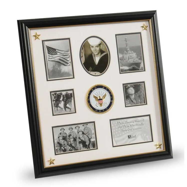 U.S. Navy Medallion 7 Picture Collage Frame with Stars 1