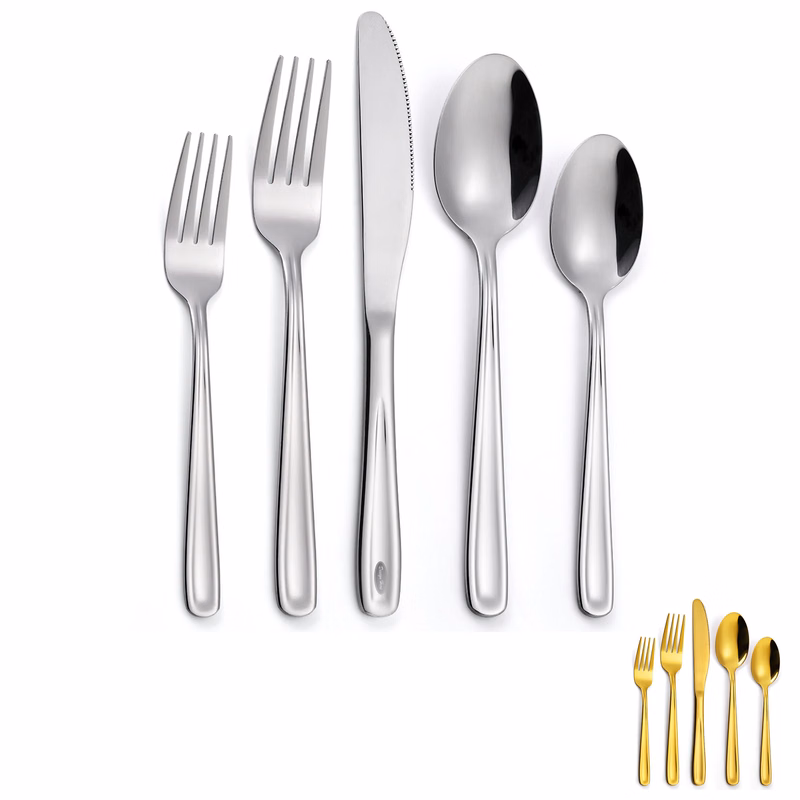 Grooved stainless steel knife, fork and spoon five-piece set