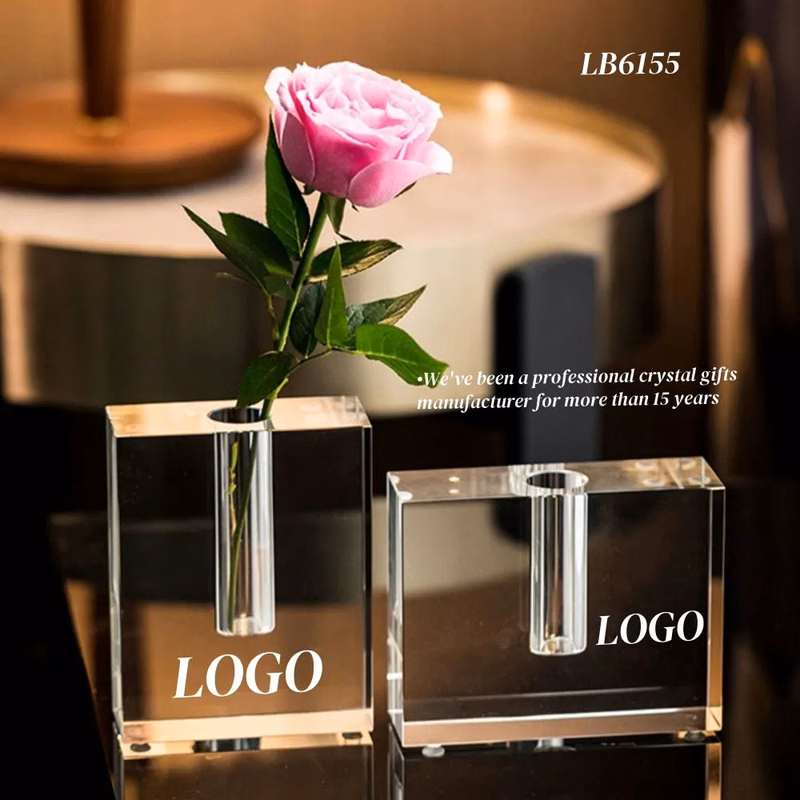 Square Crystal Flower Vases Glass Centerpieces for Tables