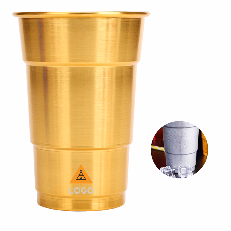 MOQ 50 Custom Aluminum Beer Cup Food Grade Metal Single Layer with Logo