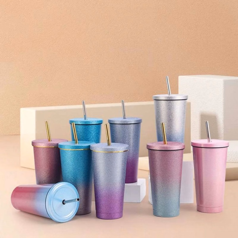 17 oz Stainless Steel Cup With Rainbow Paint