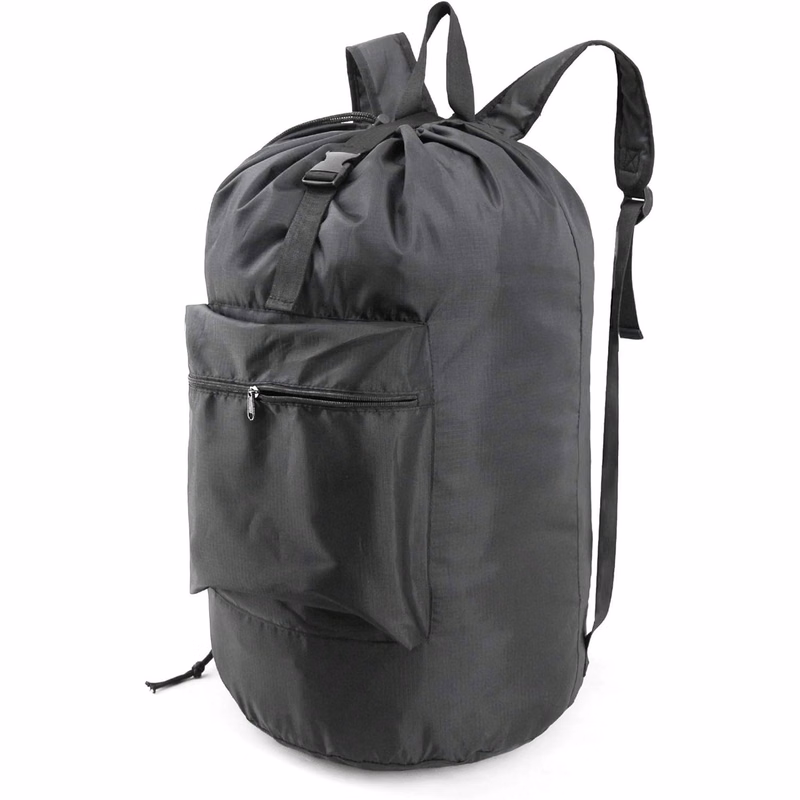 Travel Camp Black Drawstring Closure Backpack