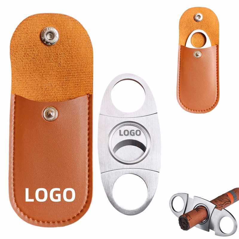 Guillotine Cigar Cutter Stainless Steel Blade Leather Kit