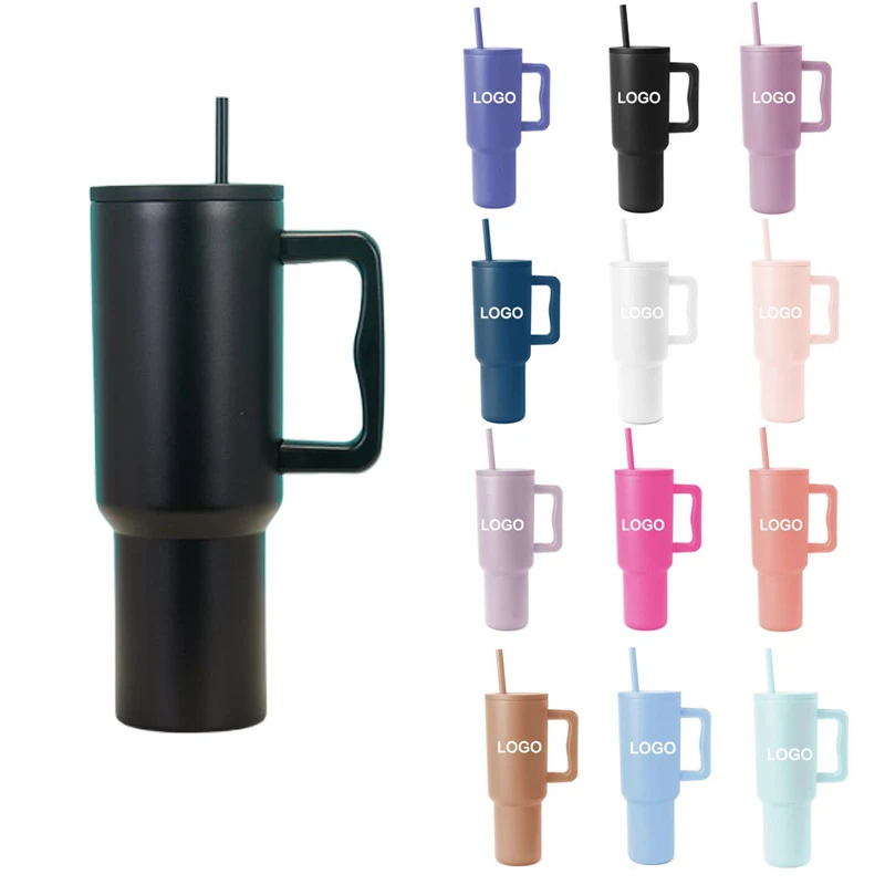 40 oz Stainless Steel Tumbler W/ Straw & Lid 1